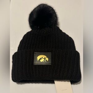 Love Your Melon Black Knit Beanie with Gold Iowa Hawkeye Logo